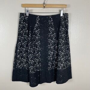 Talbots Women's 8 A-Line Skirt Black Floral Lace Overlay Knee Length‎ Formal